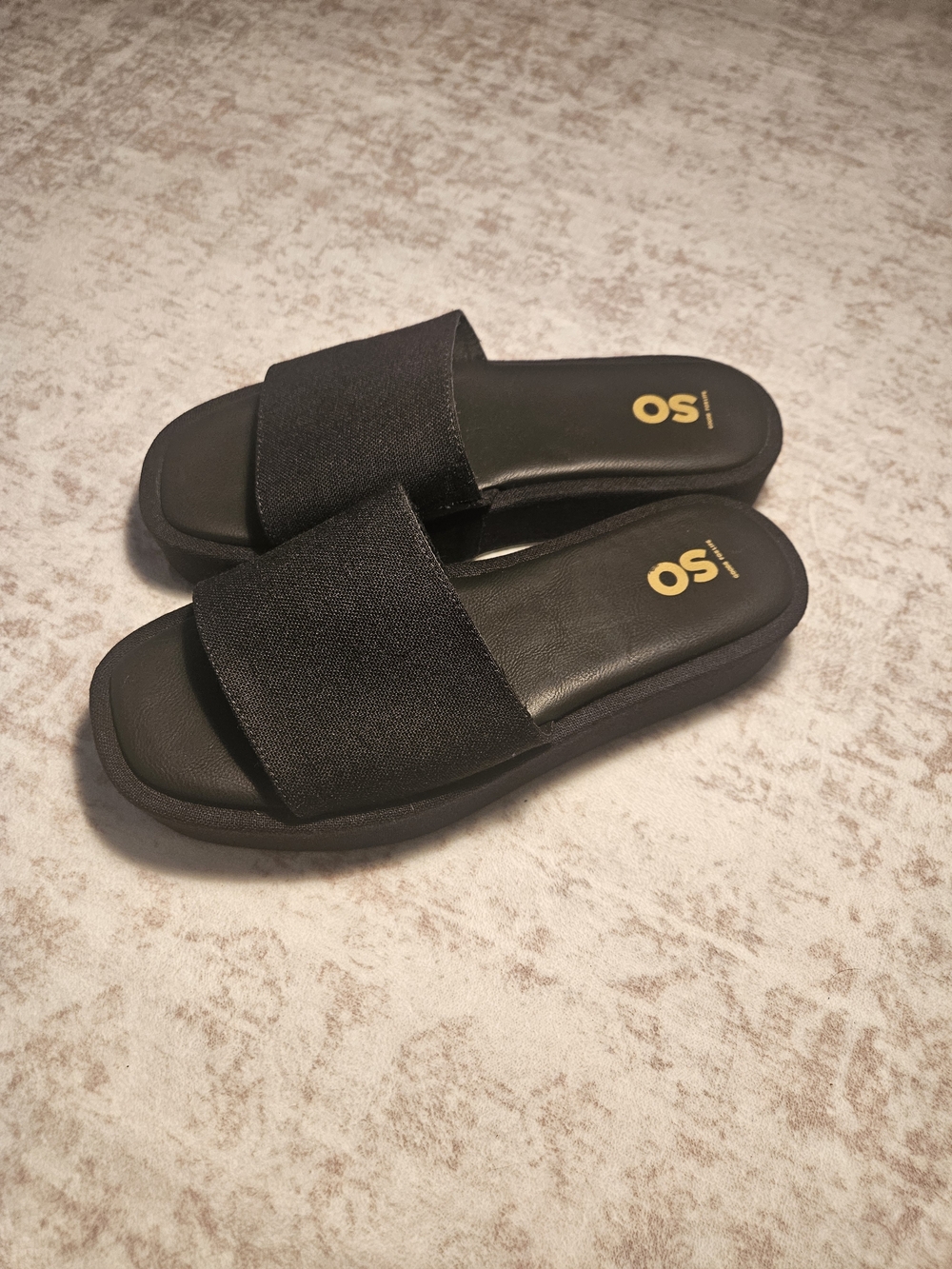 SO Black Platform Slide Sandals